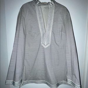 Tory Burch Cream and Blue Tunic size 8